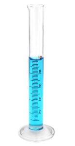 A graduated cylinder is used to measure volume of liquids